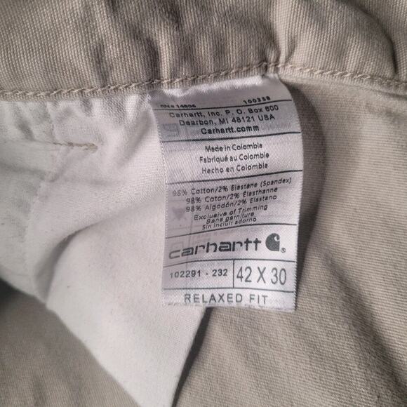 Carhartt Pants Mens 42x30 Khaki Tan Relaxed Fit Work Rugged Flex Canvas - Picture 6 of 6